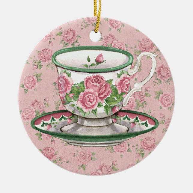 Tea Time Ceramic Ornament (Front)