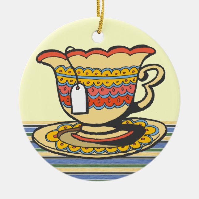 Tea Time Ceramic Ornament (Front)