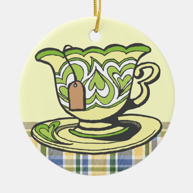 Tea Time Ceramic Tree Decoration (Front)