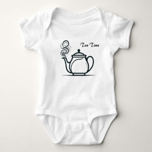 Tea Time Elegance tea steam pot white  Baby Bodysuit
