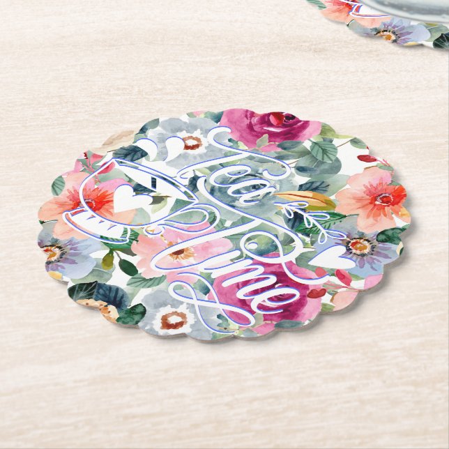 Tea Time Flowers Paper Coaster (Angled)