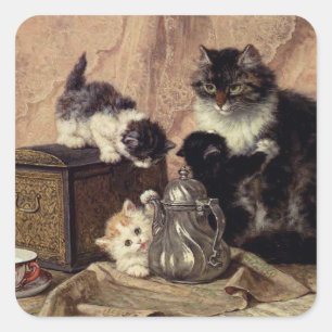 Tea Time for Kittens Square Sticker