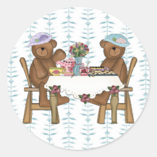 Tea Time for Teddies Classic Round Sticker