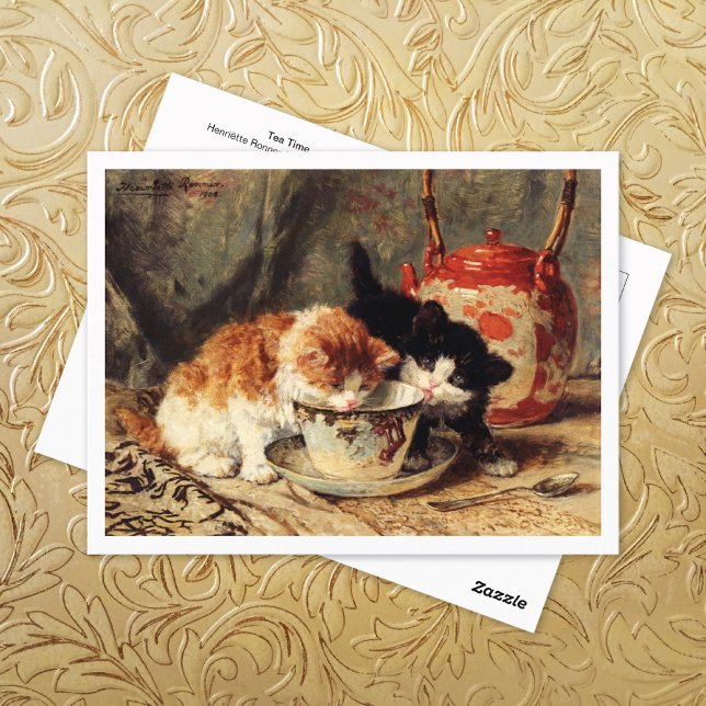 Tea Time Kittens Henriëtte Ronner-Knip Postcard (Creator Uploaded)