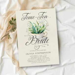 Tea Time Lily of Valley Elegant Chic Bridal Shower Invitation