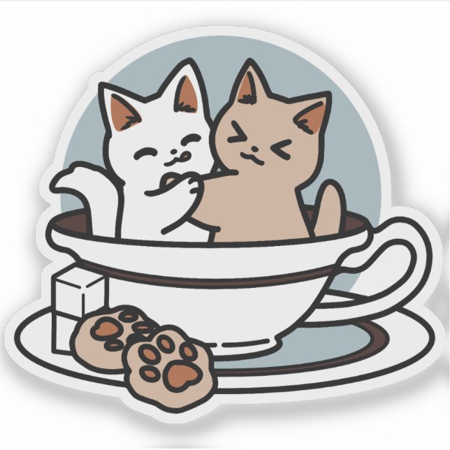 Tea Time Meow Time - Cute Cat and Tea Design (Front)