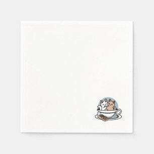 Tea Time Meow Time - Cute Cat and Tea Design Napkin