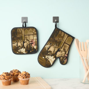 Tea Time Oven Mitt & Pot Holder Set