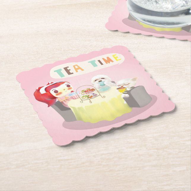 Tea Time Paper Coaster (Angled)
