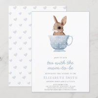 Tea Time Party Cute Bunny Blue Boy Baby Shower