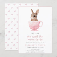 Tea Time Party Cute Bunny Pink Girl Baby Shower