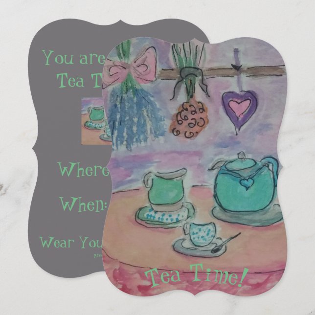 Tea-Time Party! Invitation (Front/Back)
