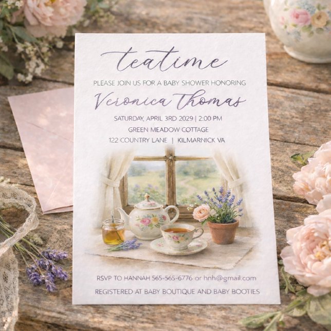 Tea Time Party Sweet Baby Shower Invitation (Creator Uploaded)
