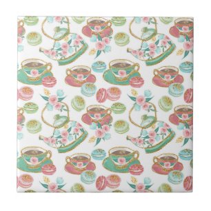 Tea Time Pattern Ceramic Tile