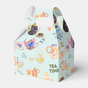 tea time pattern - tea cups and tea pot in favour box