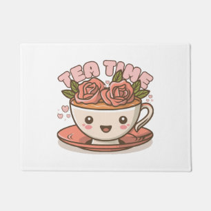 Tea Time Rose Tea Kawaii Doormat