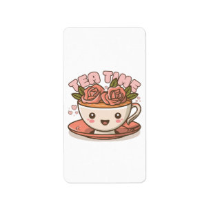 Tea Time Rose Tea Kawaii Label