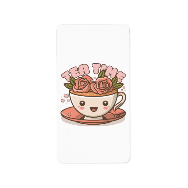 Tea Time Rose Tea Kawaii Label (Front)