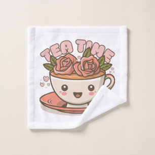 Tea Time Rose Tea Kawaii Wash Cloth