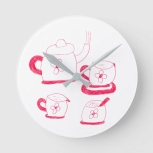 Tea Time Round Wall Clock