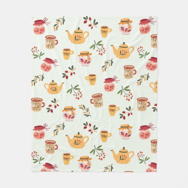 Tea Time Seamless Pattern Baby Fleece Blanket (Front)