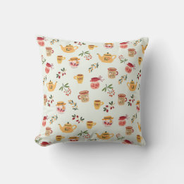 Tea Time Seamless Pattern Cushion