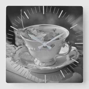 Tea Time Square Wall Clock