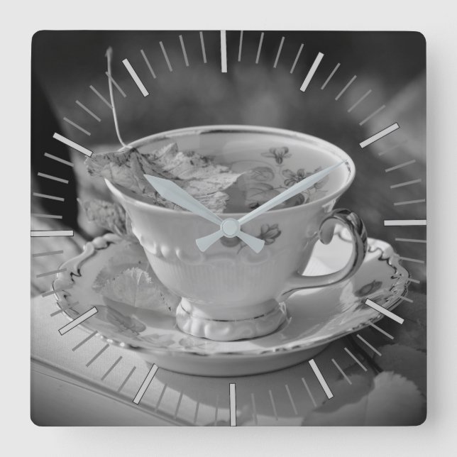 Tea Time Square Wall Clock (Front)