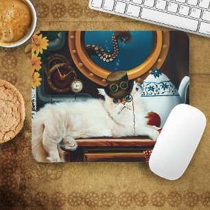 Tea Time Steampunk Cat Mouse Pad