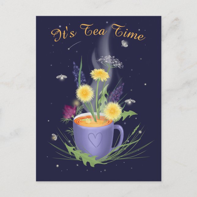 Tea Time Summer Flowers Postcard (Front)