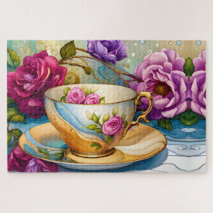 Tea Time - Tea Cup Art  Jigsaw Puzzle