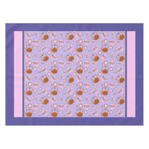 Tea Time: teacup, teapot, copper kettle tablecloth