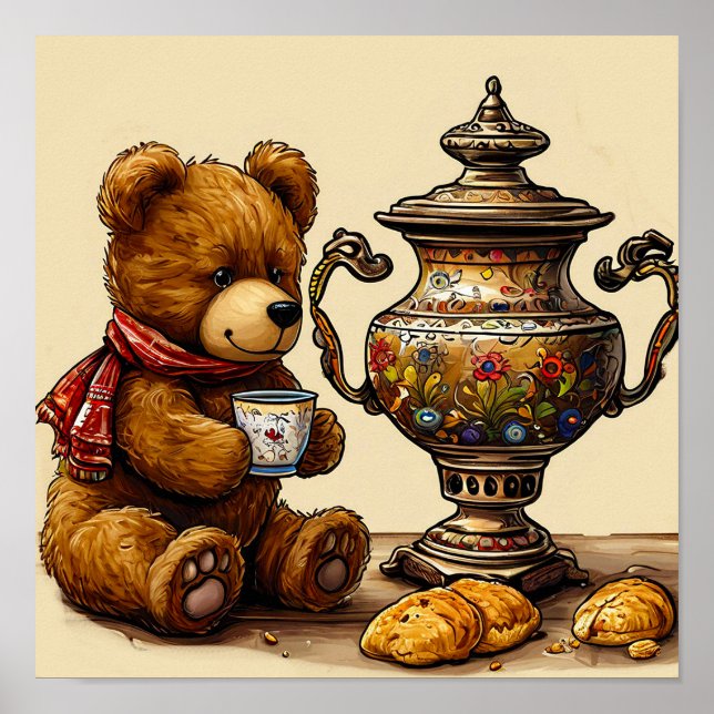 Tea time with bear poster (Front)