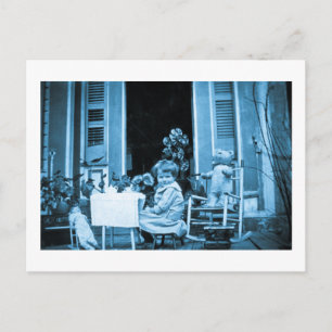 Tea Time with Friends (Blue Toned) Postcard