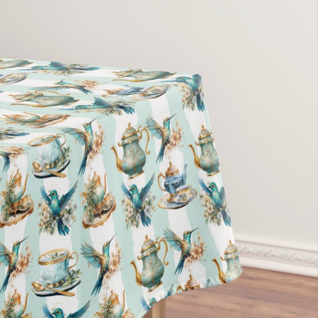 Tea Time With Hummingbirds Tablecloth (In Situ)