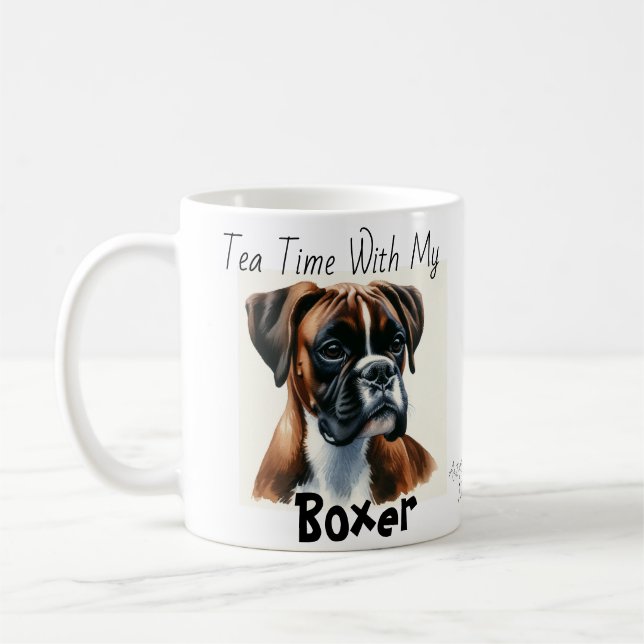 Tea Time With My Boxer Personalize Coffee Mug (Left)