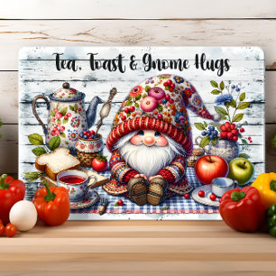 Tea Toast Gnome Hugs Vintage Cute Gnome Cutting Board