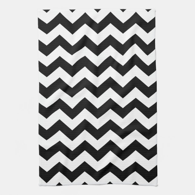 Tea Towel - Black Zipzags (Vertical)