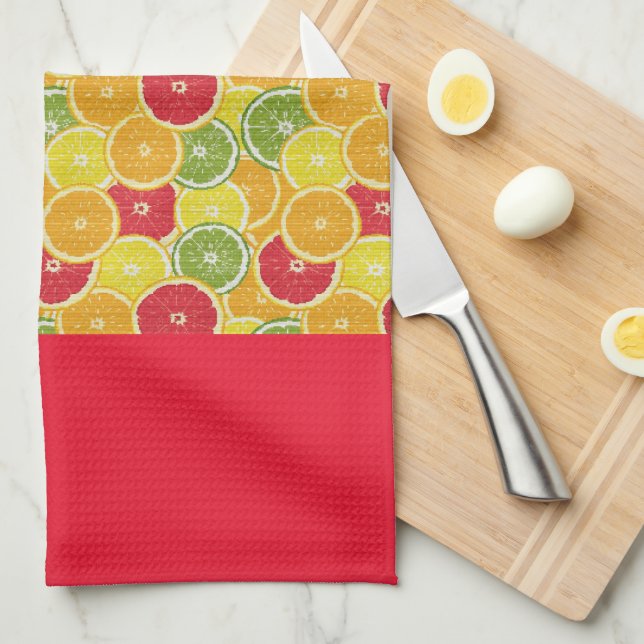 Tea Towel - Citrus Fruit Slices - Colour Design 2 (Quarter Fold)