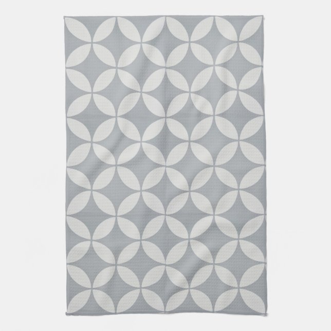 Tea Towel - Gray Petal Pattern (Vertical)
