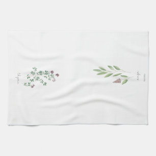 Tea Towel Herbs Watercolor