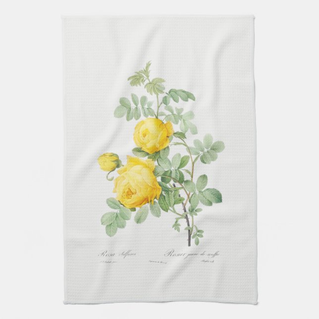 TEA TOWEL : REDOUTÉ : YELLOW ROSE (Vertical)