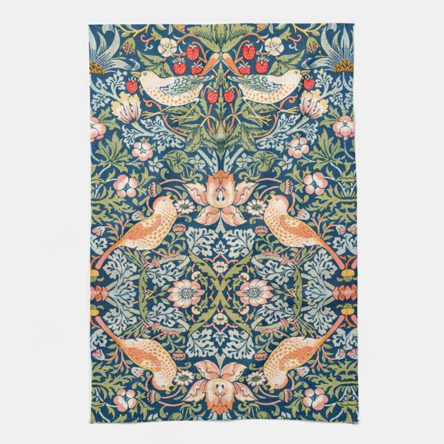 TEA TOWEL : WILLIAM MORRIS :STRAWBERRY THIEVES (Vertical)