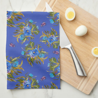 Tea Towel With Hand-Painted ink Florals