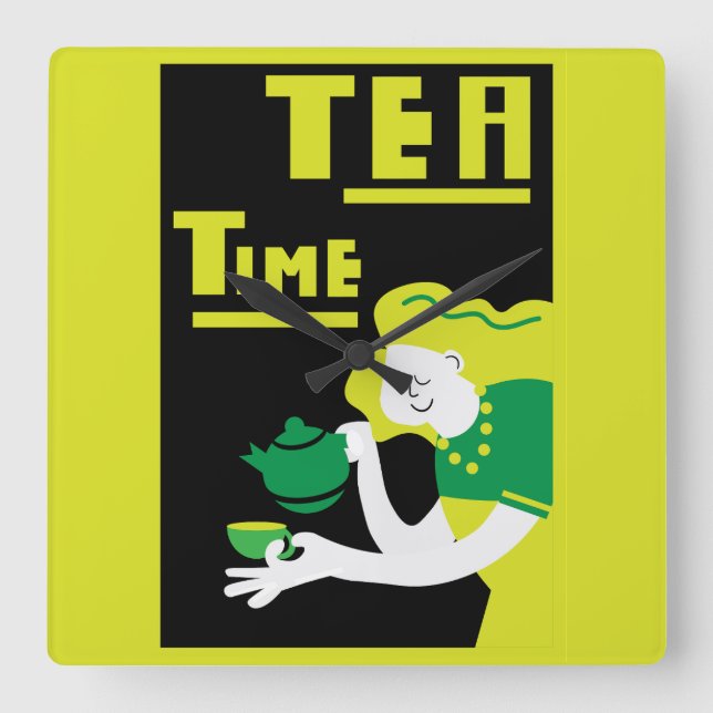 Tea Wall Art Poster Print Square Wall Clock (Front)