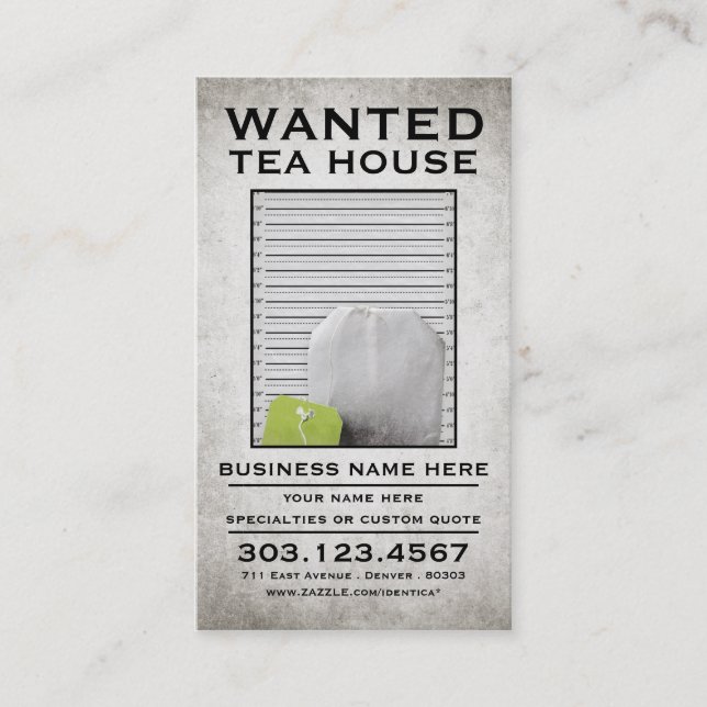 tea wanted poster business card (Front)