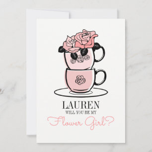 Tea Will You Be My Flower Girl Bridesmaid Card