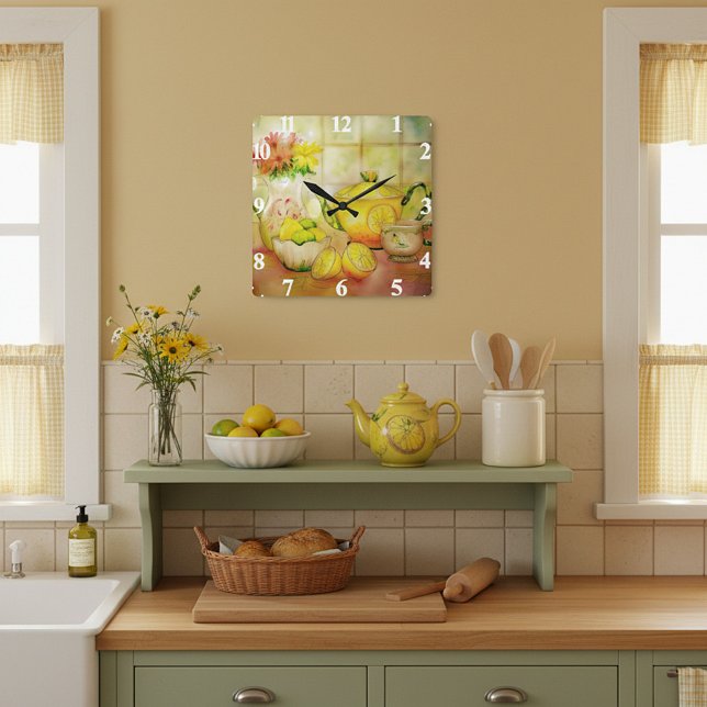 Tea with lemon square wall clock (Creator Uploaded)
