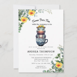 Tea with Mum Baby Safari Animal Baby Shower Invitation