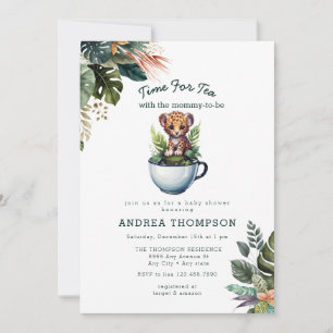 Tea with Mum Baby Safari Animal Baby Shower Invitation